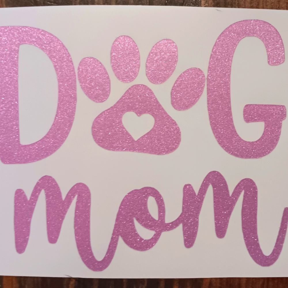 Dog mom car decal tumbler decal pink glitter decal